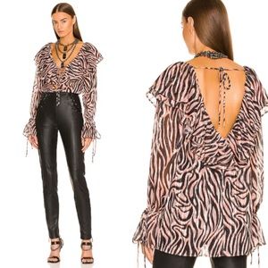 DUNDAS x Revolve Lana Blouse in Natural Zebra